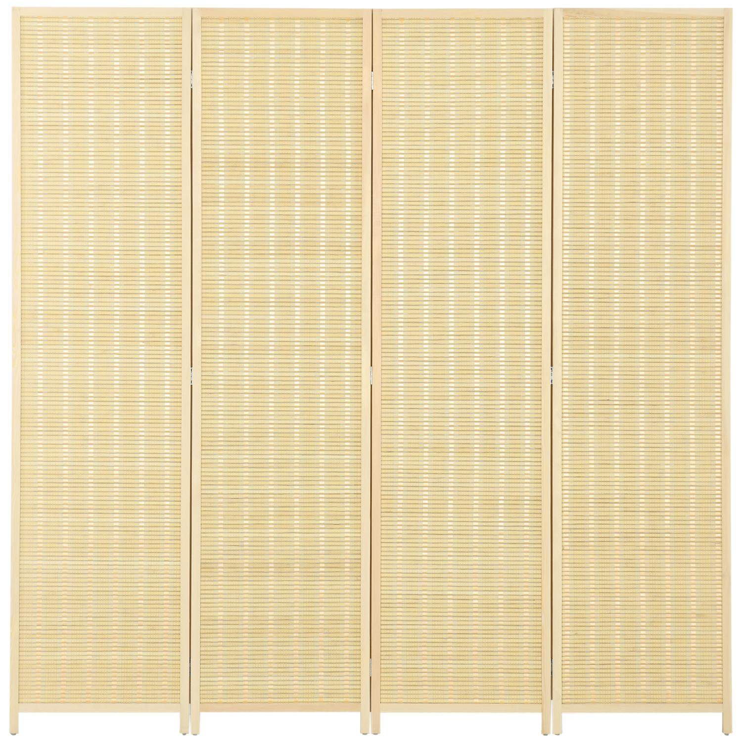 Skärm 4-delad 180 x 180 cm rumsavdelare av bambu, vikbar insynsskydd, rumsavdelare för vardagsrum, naturlig Aosom Skärm 4-delad 180 x 180 cm rumsavdelare av bambu, vikbar insynsskydd, rumsavdelare för vardagsrum, naturlig Aosom