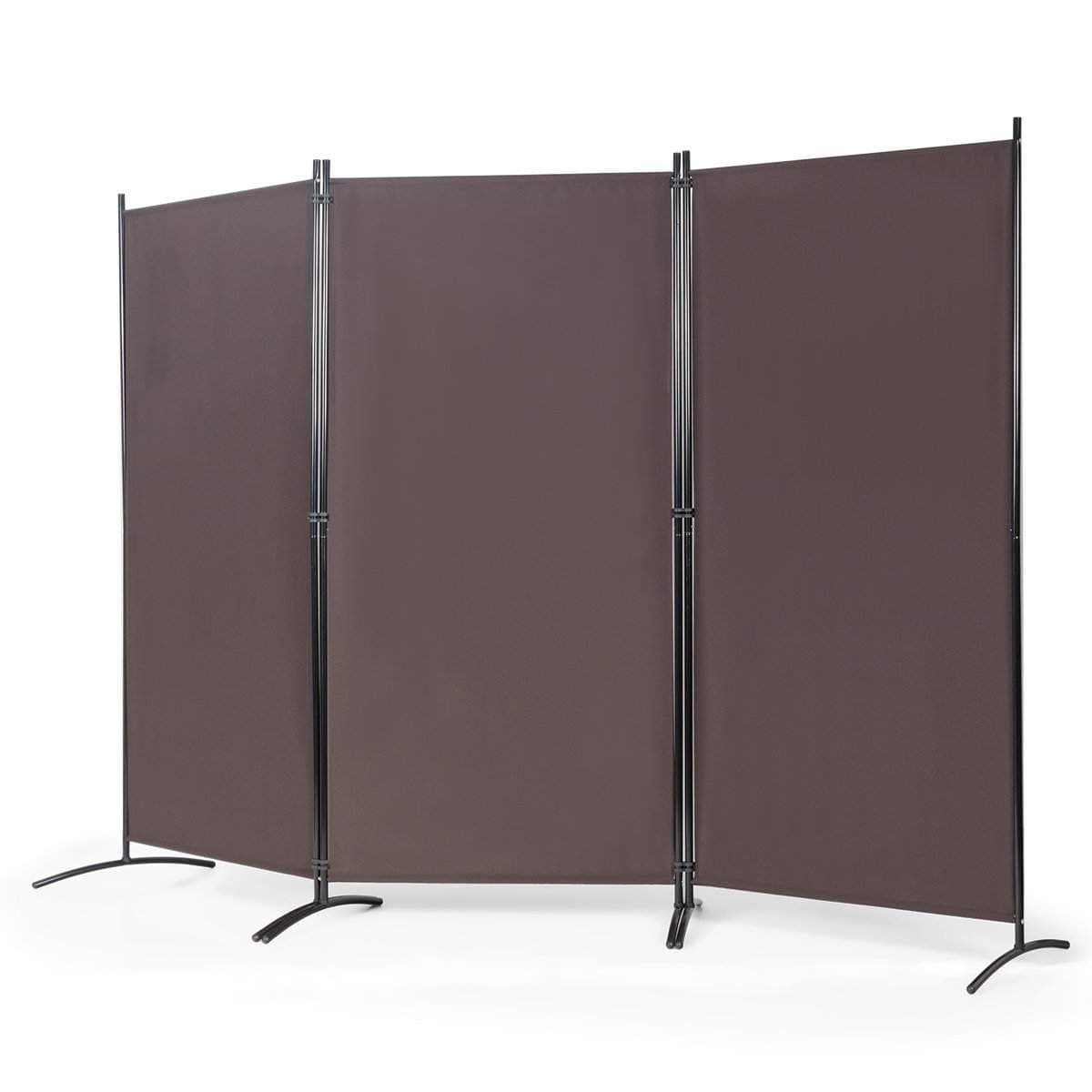 3-panels rumsavdelare med robusta gångjärn och stålbas fristående insynsskydd 260x 183 cm kaffe 3-panels rumsavdelare med robusta gångjärn och stålbas fristående insynsskydd 260x 183 cm kaffe